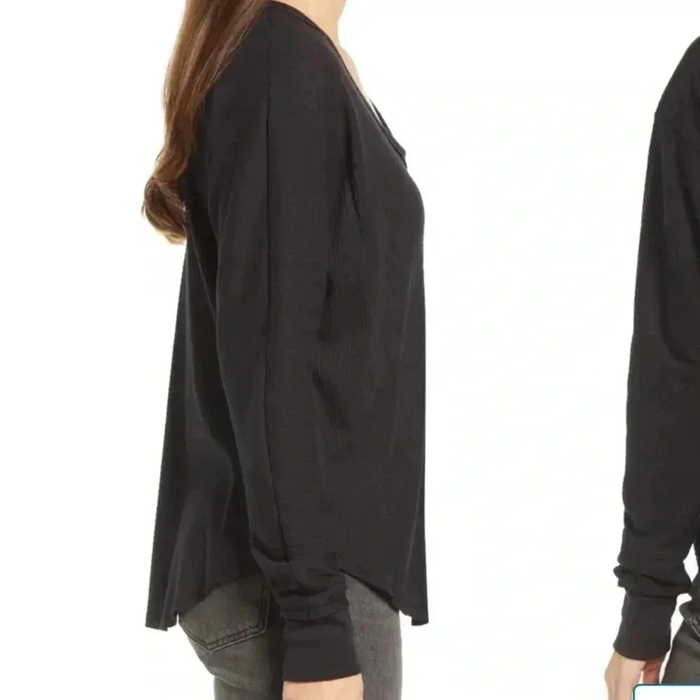 TREASURE & BOND NORDSTROM NWT Waffle Knit V Neck Long Sleeve Top Shirt - Picture 3 of 10